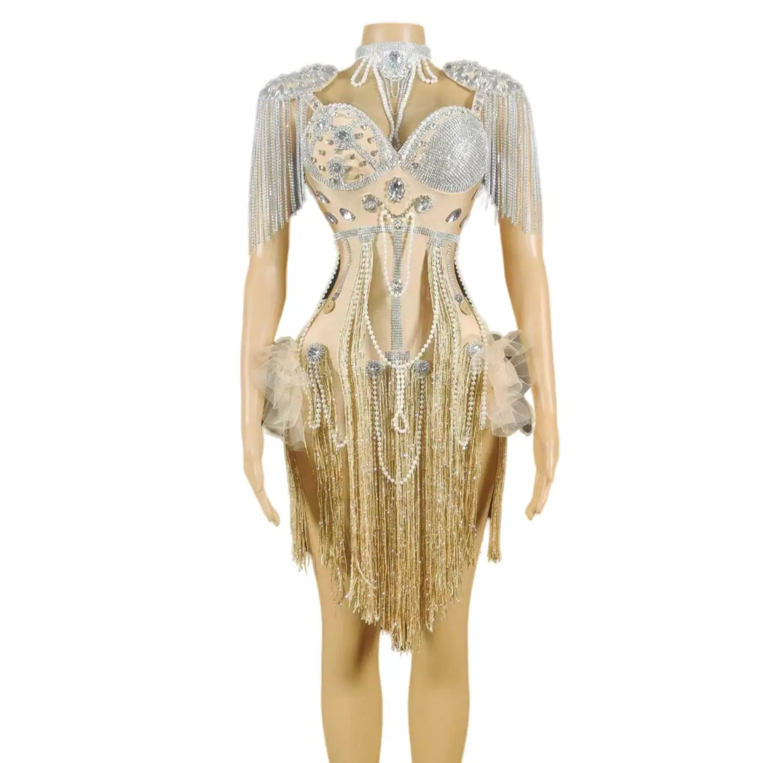 

FUsuidaizuanlianjianzhang Роскошное женское платье высокого класса с кристаллами и бриллиантами, жемчугом и кисточками, платье для выпускного вечера, вечернее платье для взрослых