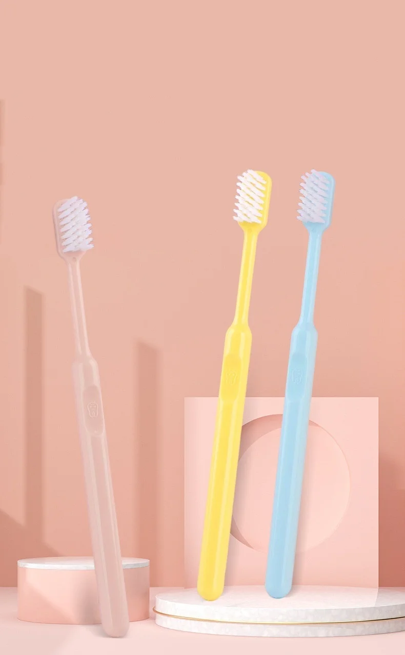YS00012-فرشاة أسنان على شكل دلو للوجه المبتسم بلون الحلوى، فرشاة أسنان ناعمة ذات شعيرات معكرون للزوجين