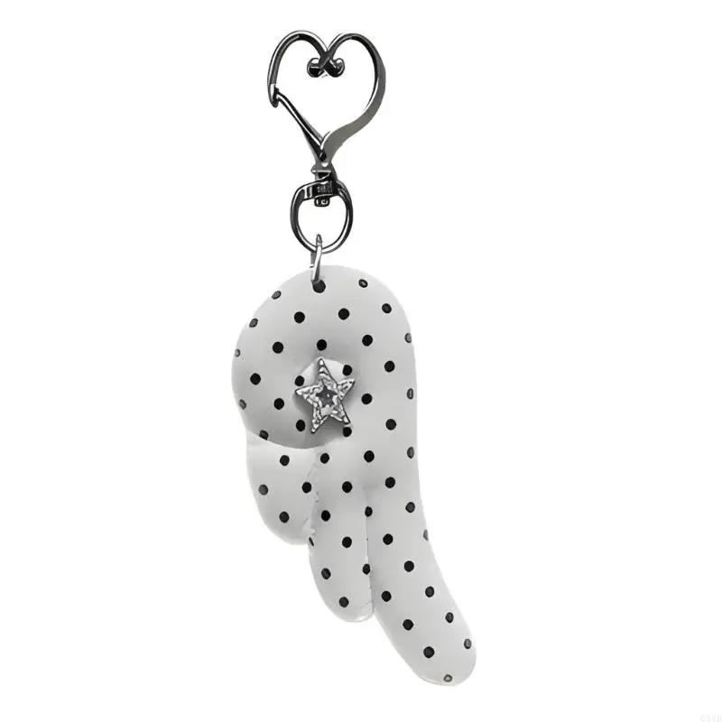  Lovely Fabric Heart Keychain Featuring Angel Wing And Star Designs