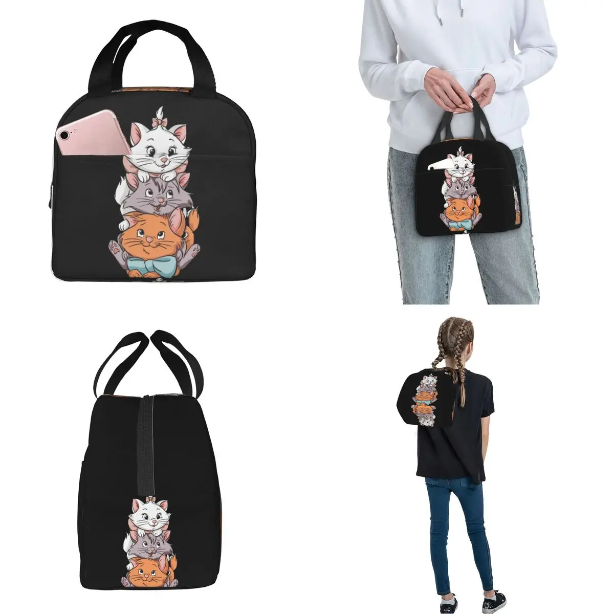 Aristocats Cats Marie Berlioz Toulouse Insulated Lunch Bag Leakproof Meal Container Thermal Bag Tote Lunch Box Office Men Women