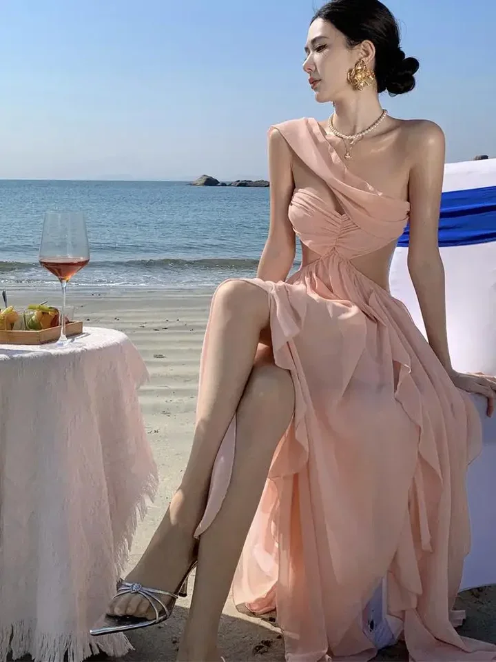 

Summer Fashion New Retro Elegant Slim Birthday Party Strapless Dress Women Sexy Sleeveless Vacation Bandage Long Dress Chic