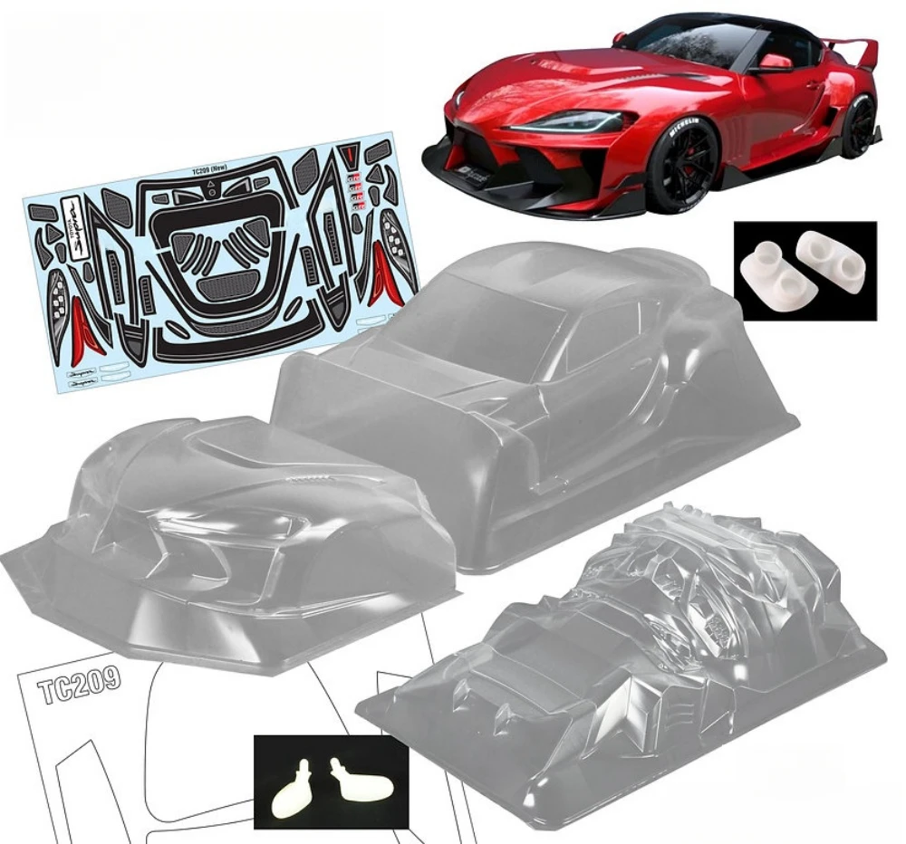 

Масштаб 1/10 Supra Hycade Lexan Body W/Rear Wing + Light Buckles, наборы подходят для Tamiya TT01 TT02 Kyosho fazer mk2 255-260 мм Wheelbase