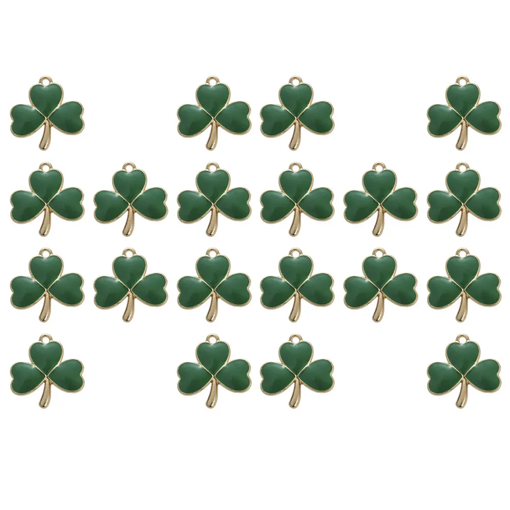 

20Pcs Shamrock Charms Lucky Irish Green Three Leaf Pendants for Necklace Bracelet Earrings Jewelry Making DIY