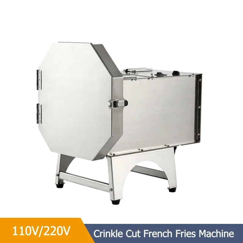 110V/220V Automatic Potato Feeder 400W Stainless Steel Potato Cutting Machine Wolf Tooth Corrugated Potato Chip Making Machine