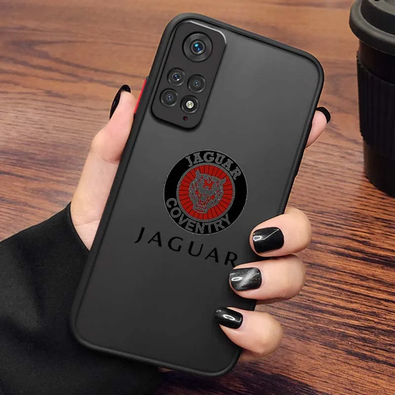 J-Jaguar Car Art Cool Logo For Xiaomi Redmi Note 13R 13 12 12S 11 12T 11S 11E 11T 10 Pro Plus Frosted Translucent Phone Case