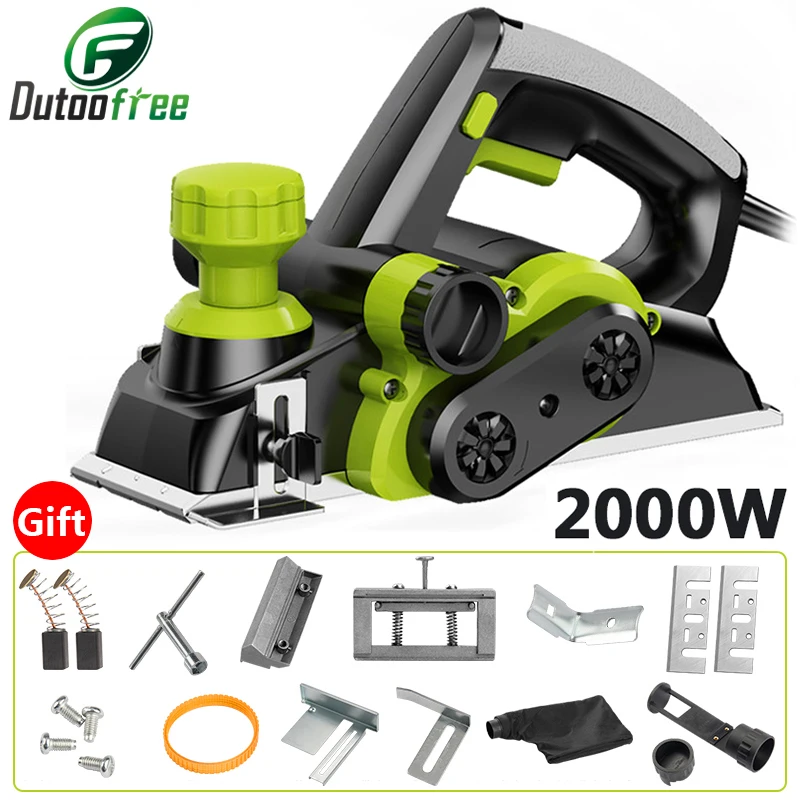 

220V 1500W-2000W Electric Hand Planer 13000RPM Wood Cutting Power Tools 0-2mm Adjustable Cut Depth Planer Woodworking Planer Kit