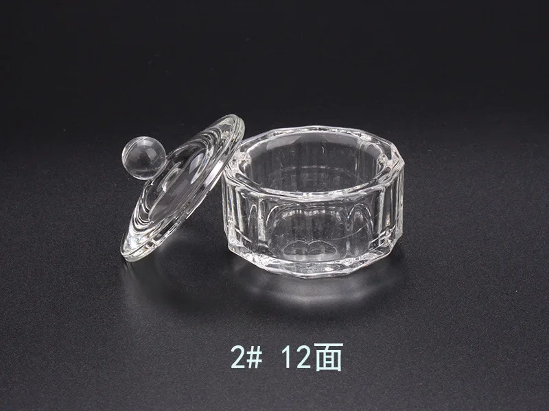 クリスタルガラス製ダッペンディッシュカップホルダー蓋付きボウルネイルアートアクリル用液体パウダーエイリアンクリスタルネイルエンハンスメント八角形カップ
