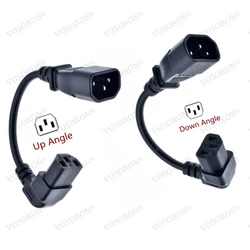 IEC 320 90 Degree C13 3 Pin Female to C14 3 Pin Male PDU Power Supply Extension Cord for Computer LED HDTV Monitor and Scanner