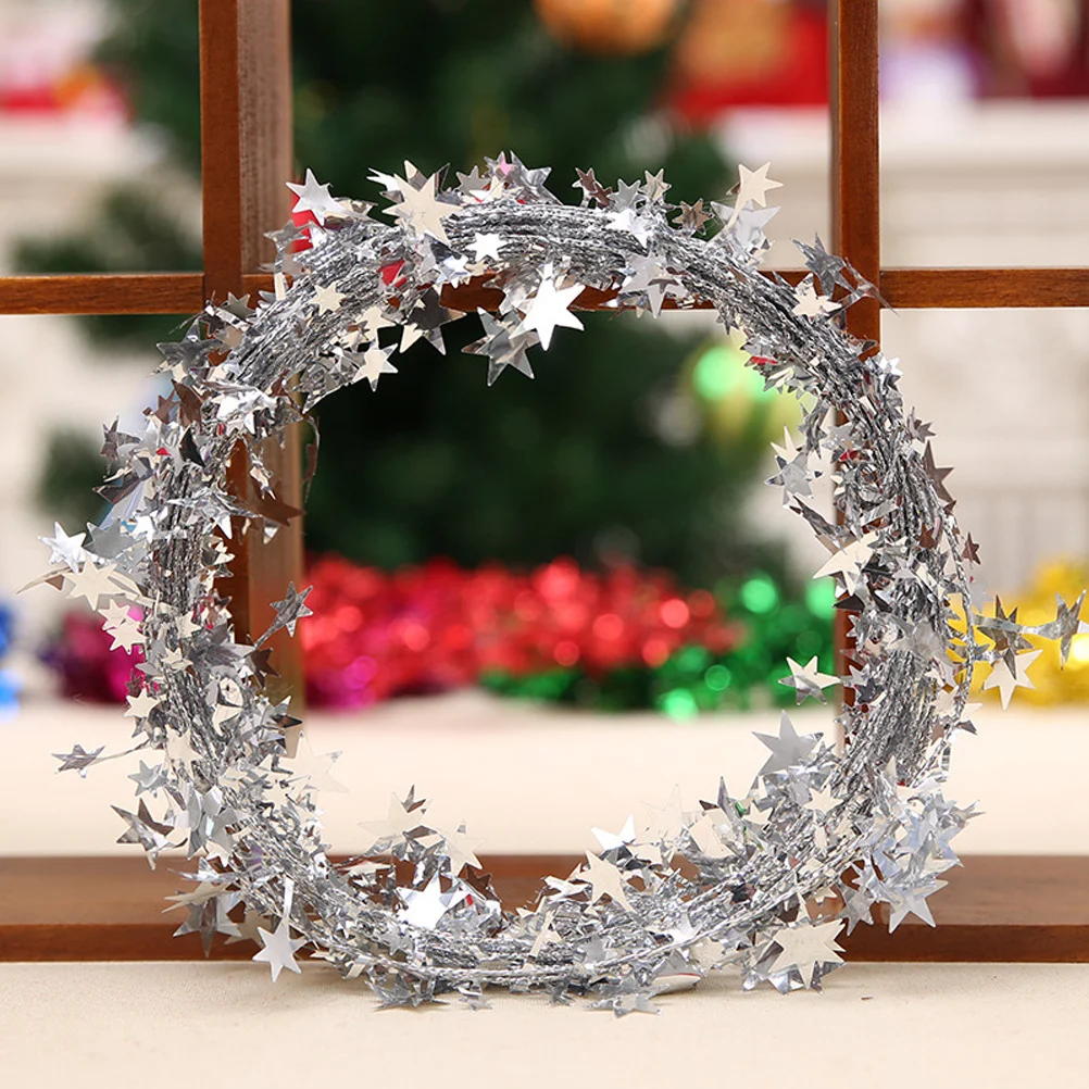 

10Pcs Star Shaped Christmas Tree Wreaths Decorative Garland Premium Plastic Metal-Like Finish for Fireplace Wall Door Hanging