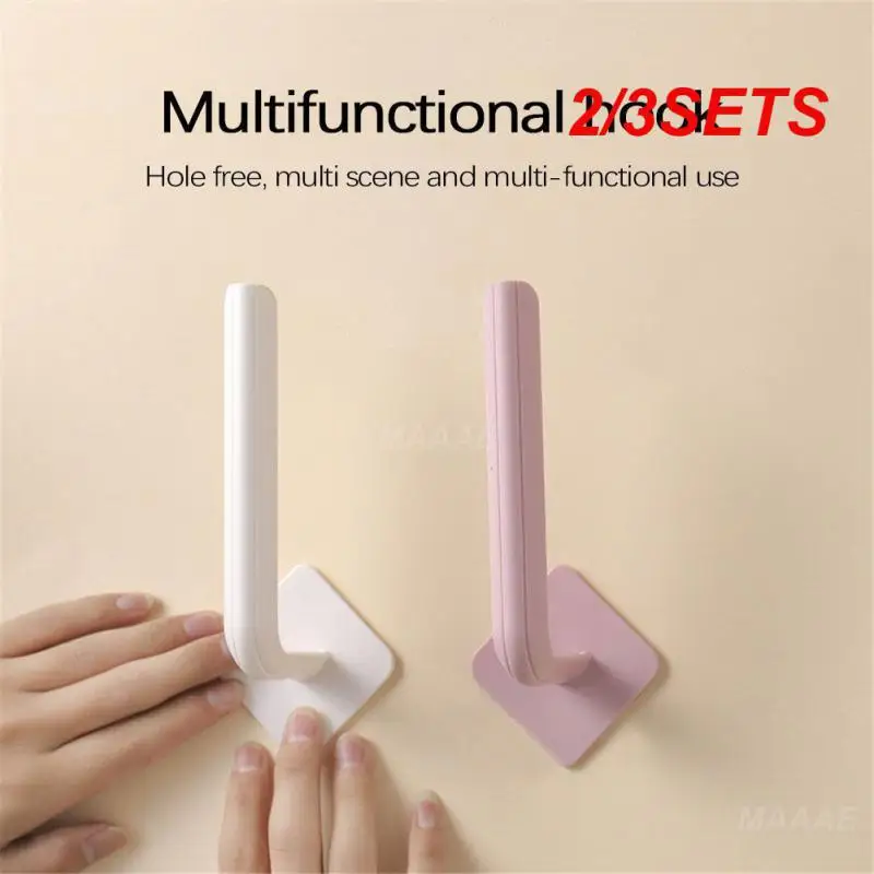 

2/3SETS Kitchen Bathroom Hanger Household Punch-free L-shape Coats Hats Towels Holder New Multi-function Storage Hook Wall Hooks