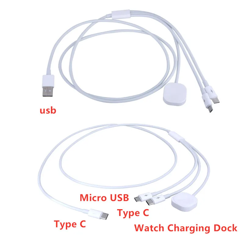 3 In 1 Type C Micro USB Charging Cable Smart Watch wireless Charger Stand For Samsung Xiaomi Phone Watch Fast Charging Dock