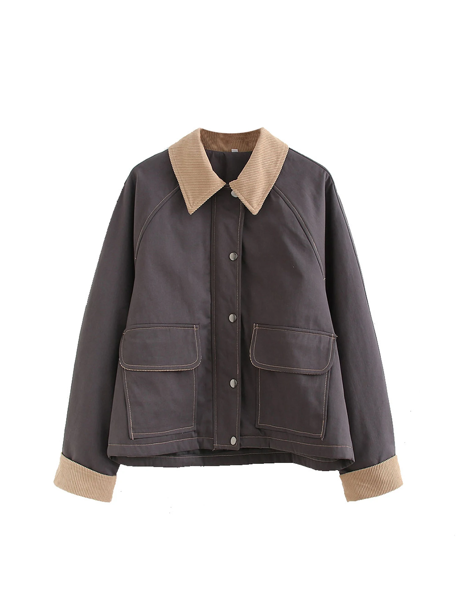 

Женская коричневая осенняя куртка, пальто, винтажная модная уличная одежда, лоскутная куртка большого размера с длинными рукавами, верхняя одежда, одежда 2000-х годов, 2025