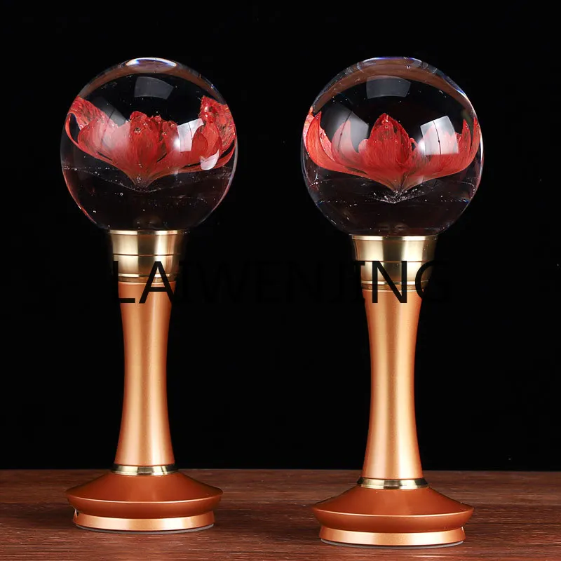 Pure Copper Crystal Lotus a Pair of Plug-in Household Changming Buddha Front Ornaments