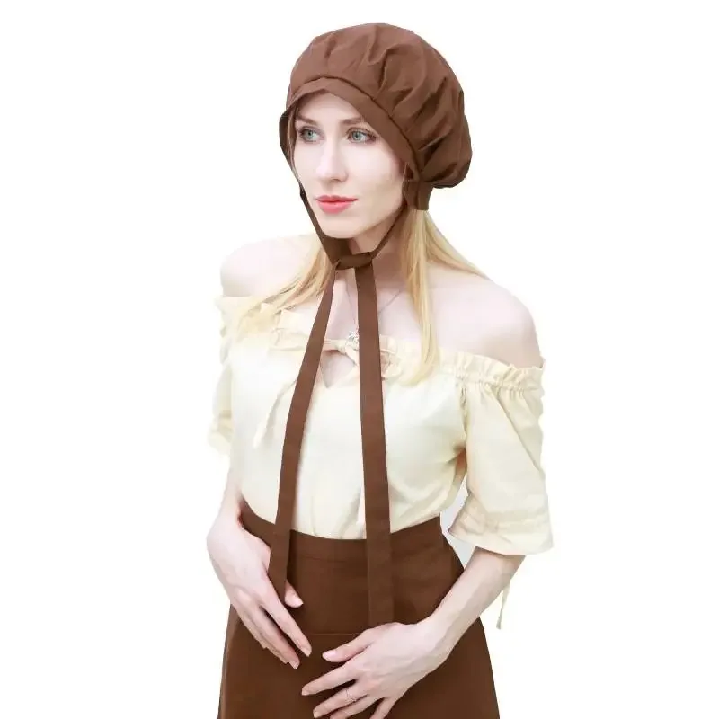 DAZCOS القرون الوسطى اصطف بونيه مع العصابات واسعة عصر النهضة البراري ممسحة قبعة للنساء تأثيري حلي الإكسسوار نمط خمر