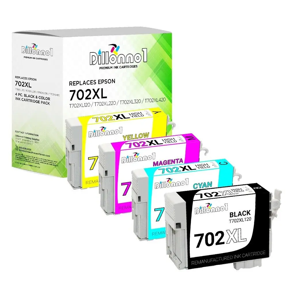 4PK Remanufactured Epson 702XL Ink Cartridges for WorkForce WF-3720 WF-3730