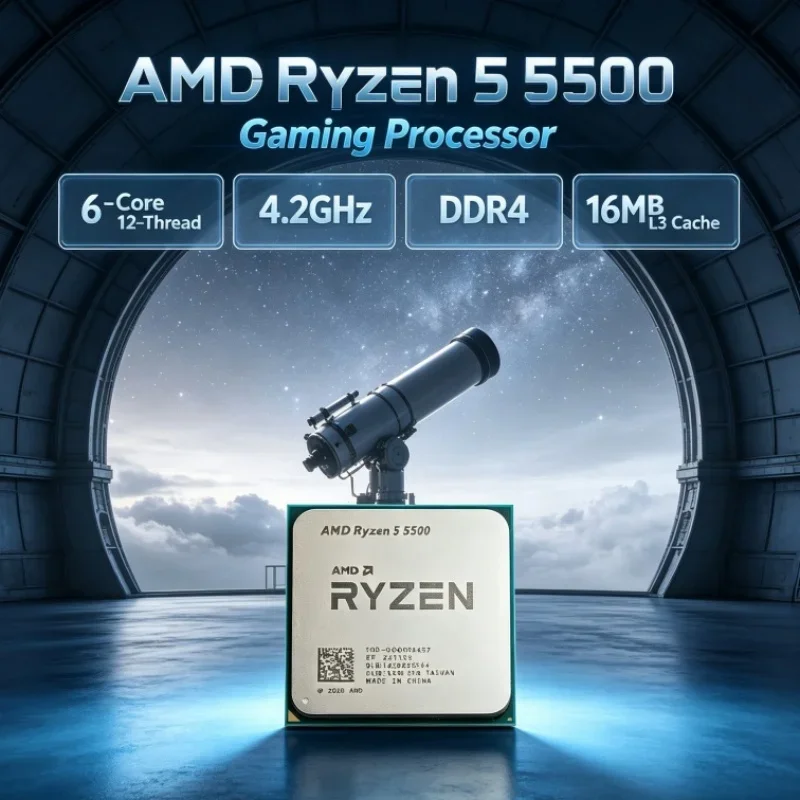 AMD Ryzen 5 R5 5500 Gaming CPU 6-Core 12-Thread 3.6GHz 4.2GHz 16MB L3 Cache 7nm 65W AM4 DDR4 Memory Desktop Processor for Gaming