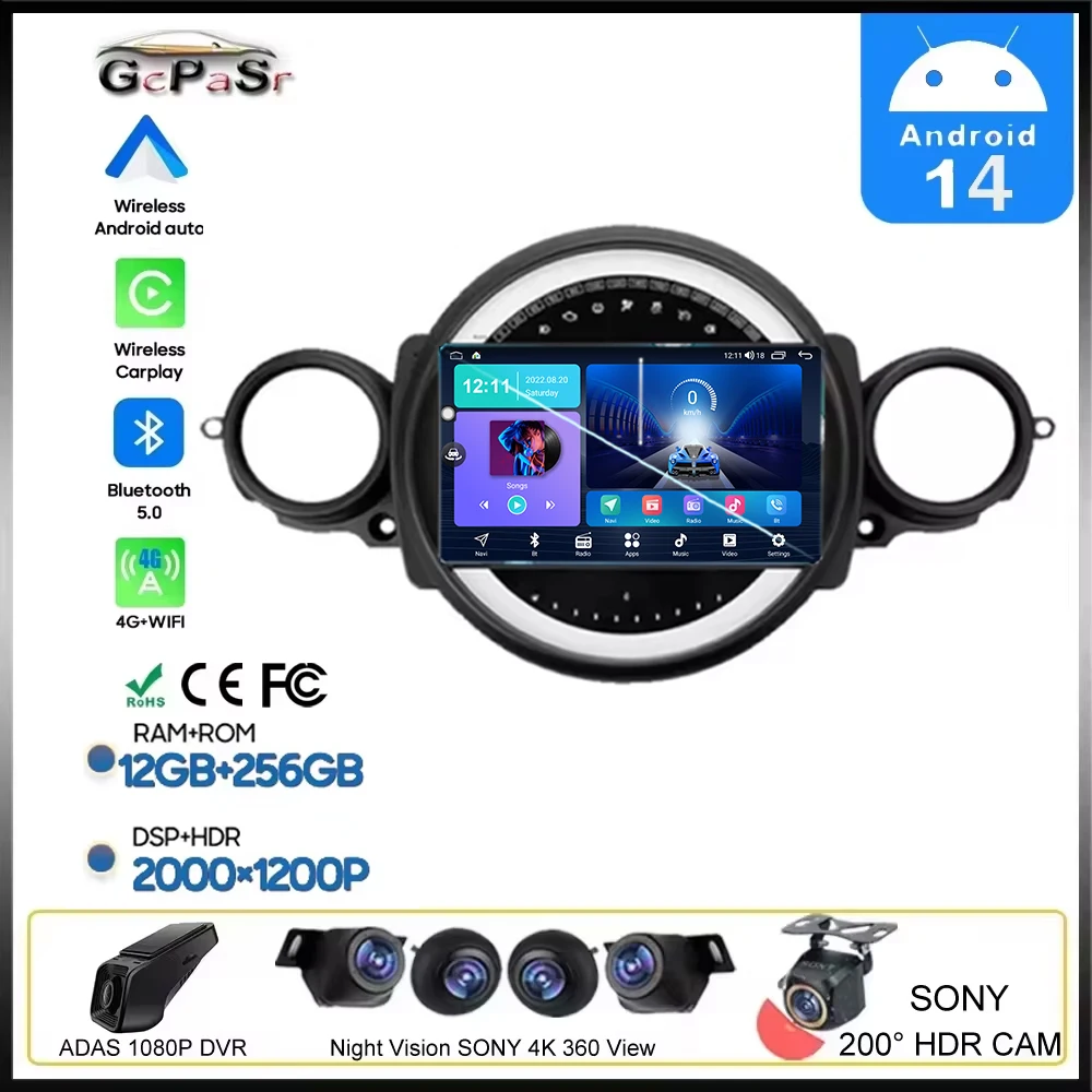 Carplay For BMW Mini Cooper R56 R60 R51 2006-2014 Car Radio Multimedia Android Auto Video Player Navigation GPS 2din Wireless