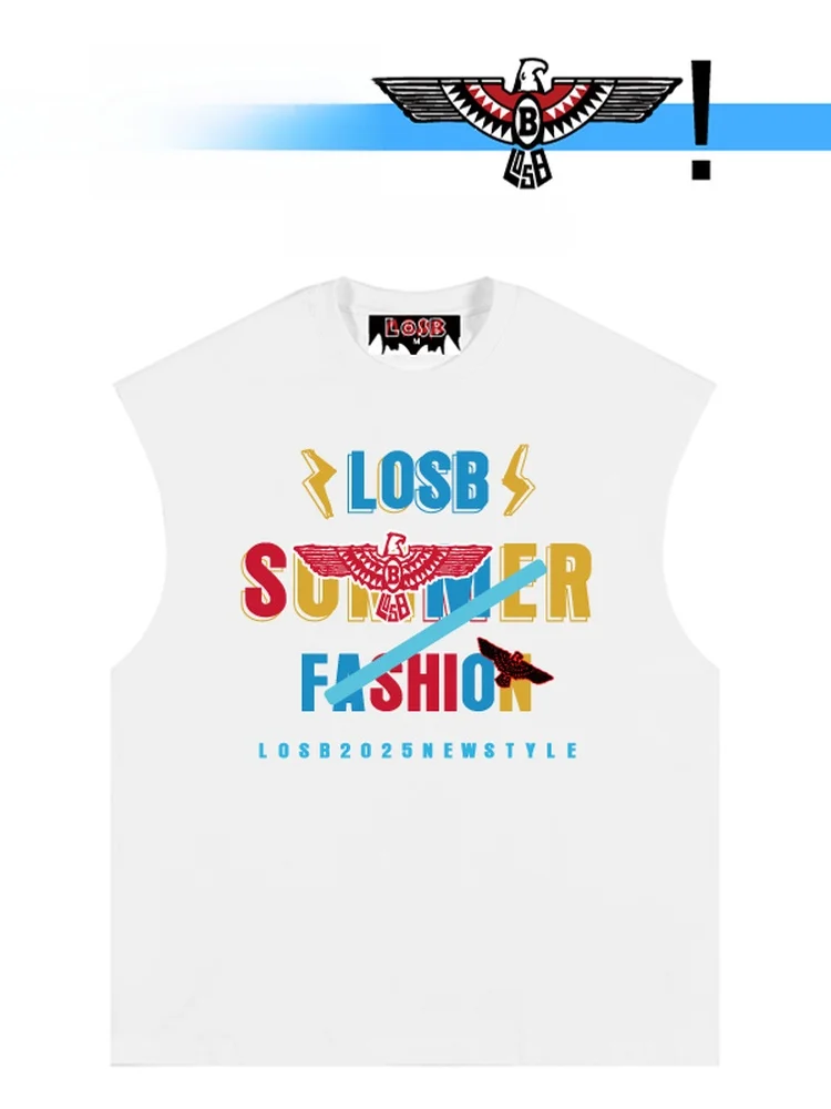 

Мужская летняя спортивная футболка-майка из чистого хлопка American Sle, утяжеленная, с подплечниками, для активного отдыха