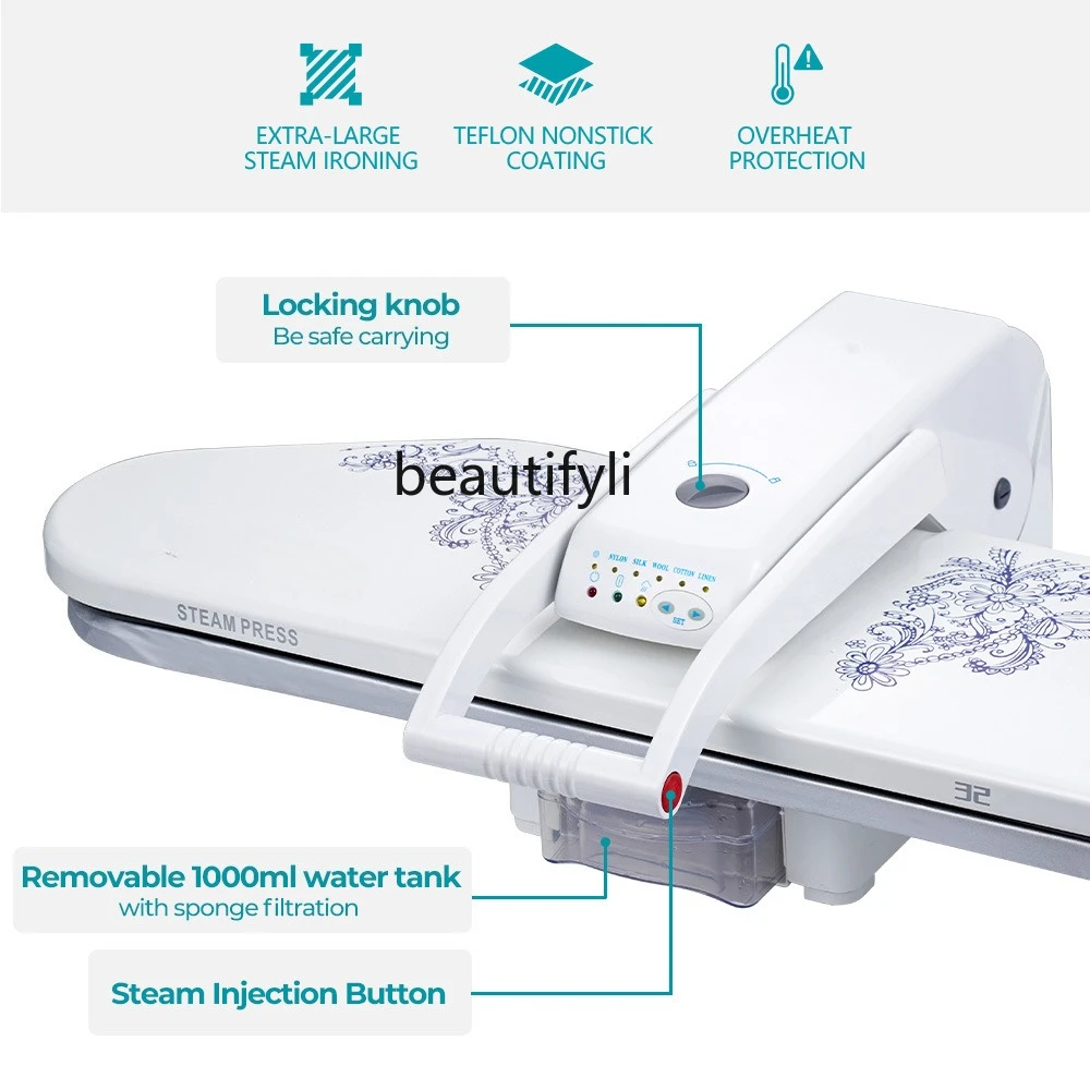 زر نفاث بالبخار المنزلي على كلا الجانبين، تعديل بخمس سرعات، حماية من الحرارة الزائدة، آلة الكي