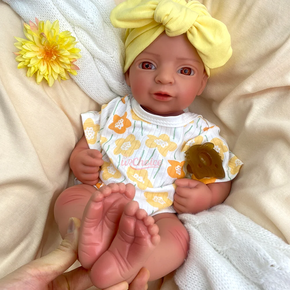 17" Open Mouth Silicone Reborn Doll Weighted Newborn Girl Soft Flexi Painted/Unpainted Newborn Doll Perfect Gift For Collectors