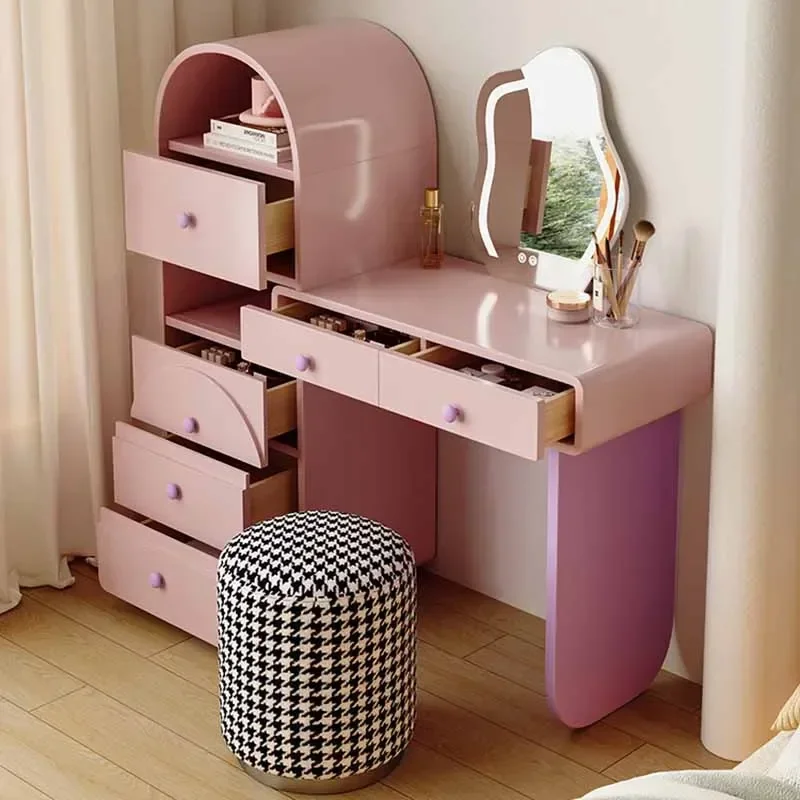 

Storage Stool Dressing Table Mirrors Women Minimalist Jeweler Dresser Makeup Stand Tocador De Maquillaje Home Decoration