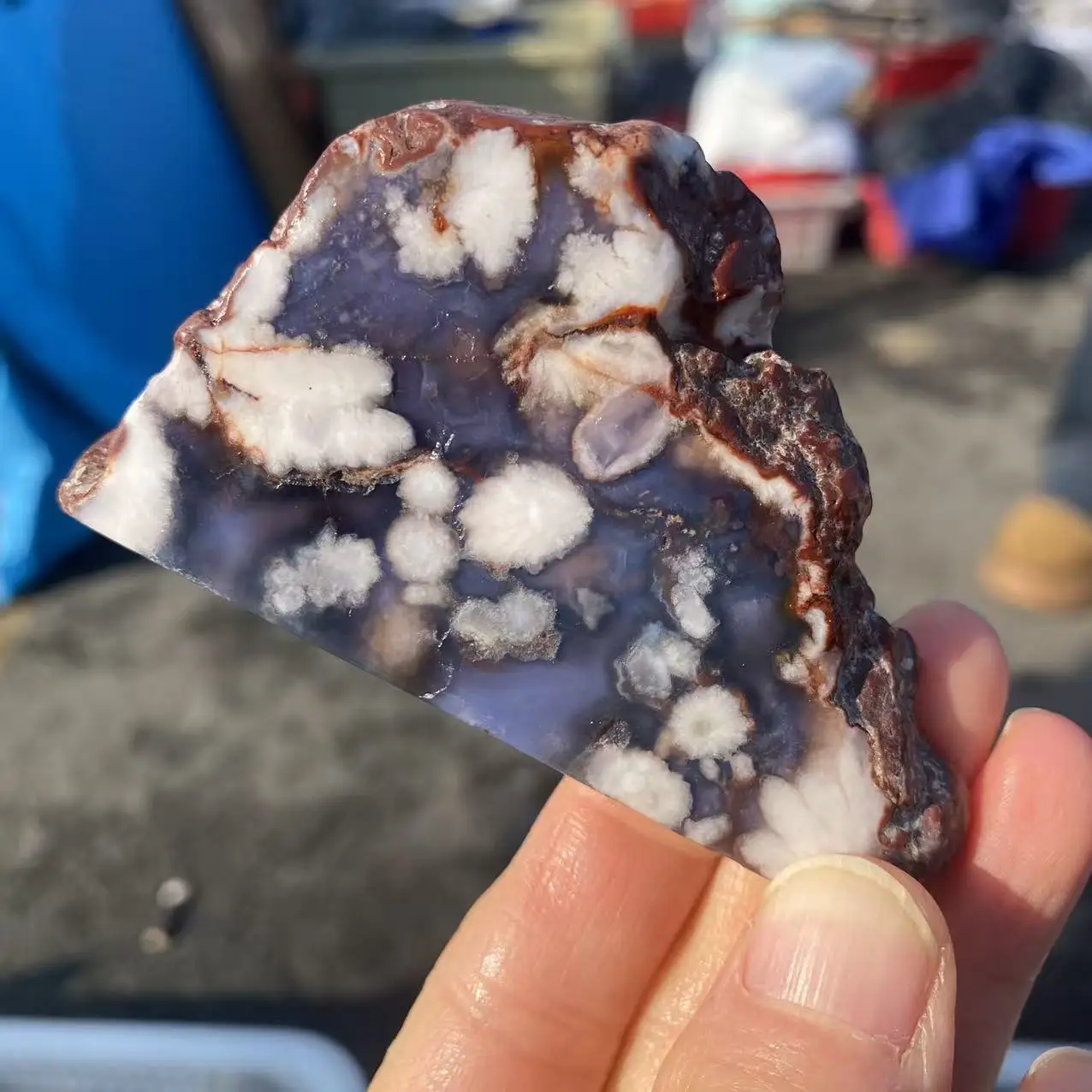 Natural Blue Cherry Blossom Agate Crystal Quartz Slice, For Spiritual Healing, Home And Office Decoration, Demagnetization Divin