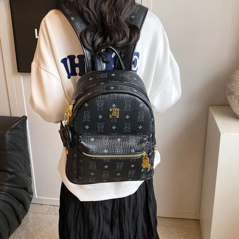 Casual Printed Women's Backpack 2025 Commuter High-End Feel Outdoor Leisure Double Shoulder Bag New Style Lady's Rucksack