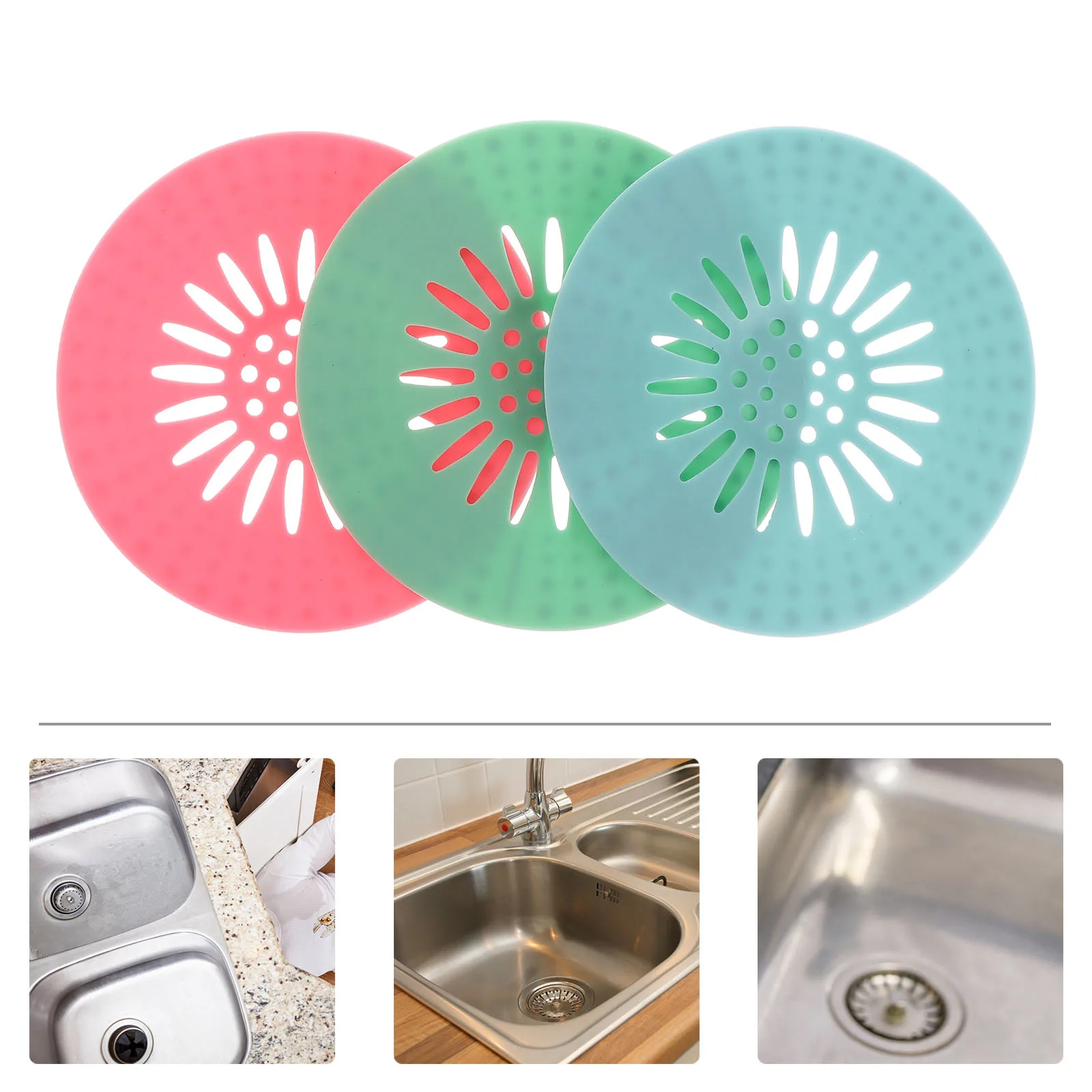

3 Pcs Floor Drain Cover Sink Strainer Silicone Plug Bathtub Stopper Bathroom Kitchen Manta Shape Accessories Durable Practical