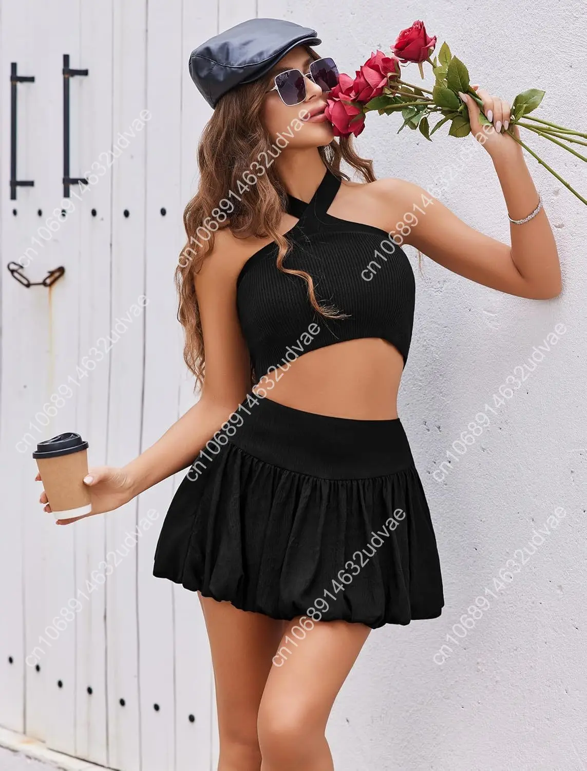 Avidlove Women Bubble Skirt Short Summer Skirts Casual Mini Skirt Boho High Waisted Skorts Going Out Party Skirt
