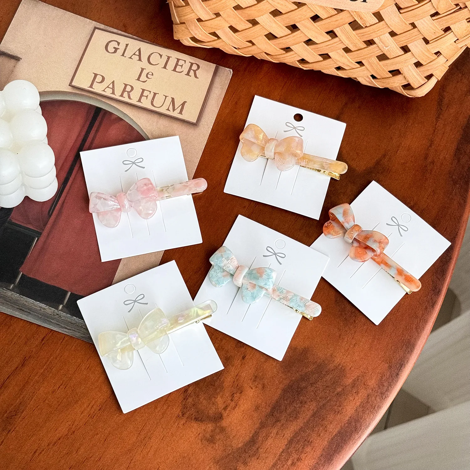 Nowy kreatywny projekt 7.4CM spinka do włosów z kokardą modna zaawansowana płyta z kwasem octowym spinka z kaczym dziobem i grzywką dla słodkich dziewczynek