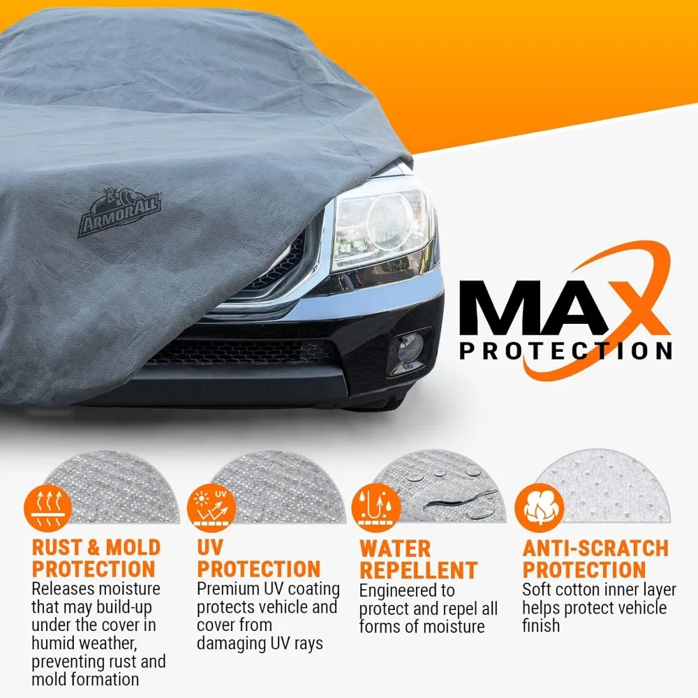 Heavy Duty All-Weather SUV Car Cover, Max Protection from Sun Rain Wind Snow, Fits SUVs up to 205", Grey