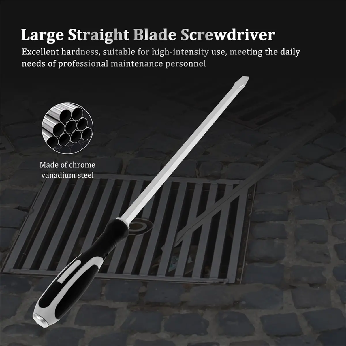 【AT48】 NEW 2 Pcs Extended Screwdriver 16 Inch Chrome Vanadiums Steel Heavy Duty Slotted Screwdriver Set for Car Repair Tools