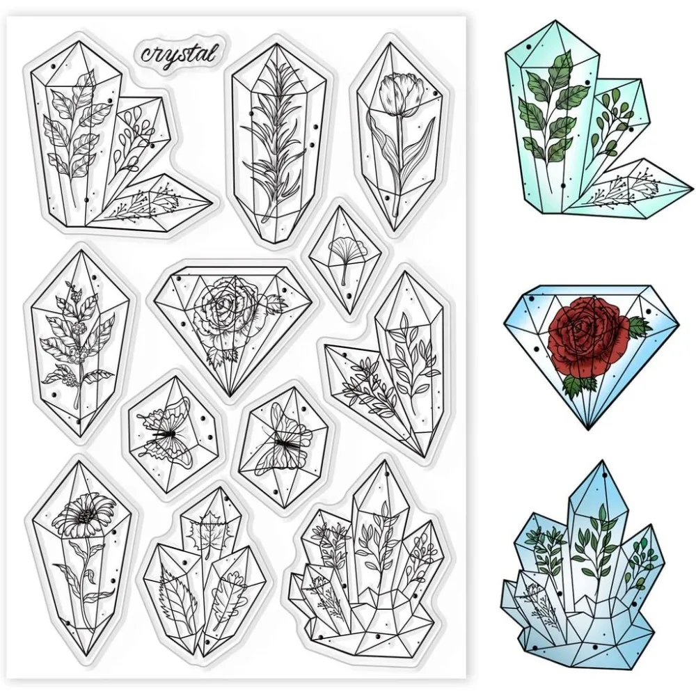 1 Blatt transparenter Stempel mit Pflanzenmotiven, Blumen, Blättern, Rosen, Gummistempel für Scrapbooking, Journaling und Kartenherstellung