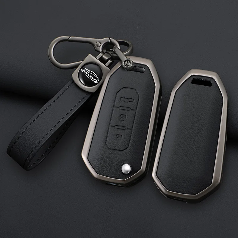 

Zinc Alloy Leather Car Smart Remote Key Case Cover Shell For Ford Territory 2019 2020 2021 2022 2023 2024 Keychain Accessories