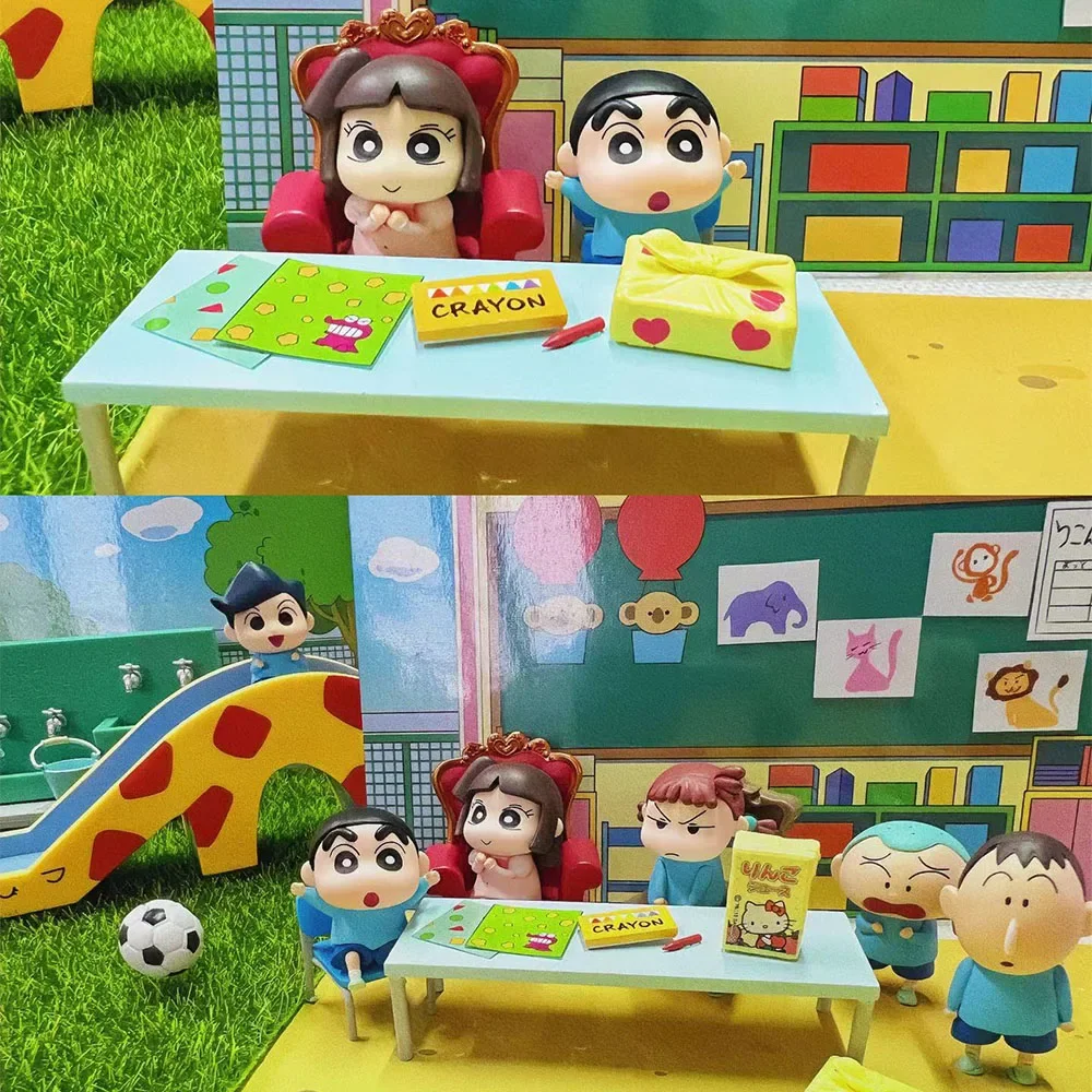 Crayon Shin-chan Friend decoración diaria de postres, figura de Anime, juguetes de ensamblaje de dibujos animados, regalos de figuras de acción para niños