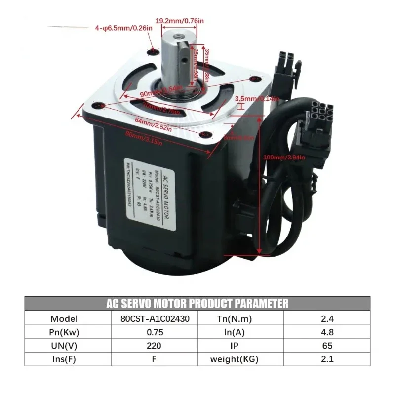 サーボモーターCNCキット,80 17ビット,750w,3000rpm, 80 CST-A1C02430,4.8a,220v,2.4nm