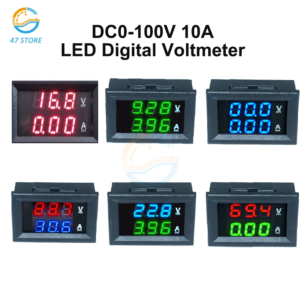 DC0-100V 10A LED Digital Voltmeter Ammeter Car Motocycle Voltage Current Meter Volt Detector Tester Monitor Panel