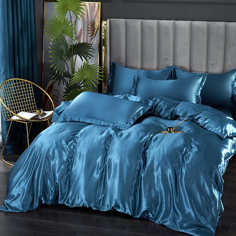 Solid satin Duvet cover Full Twin Full King Queen skin friendly cover can be customized 230 * 260