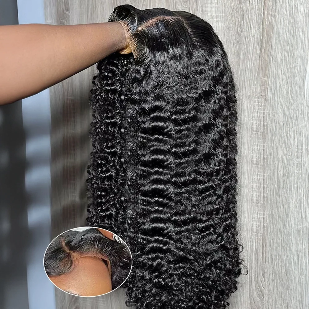 30-40 Zoll HD Wear & Go Deep Wave 7x5 Glueless Echthaarperücke, burmesisches lockiges Haar, 100 % unbehandeltes Echthaar, vorgeschnittene Spitze, 13x4 Water Wave Lace Frontal Perücken für Damen,
