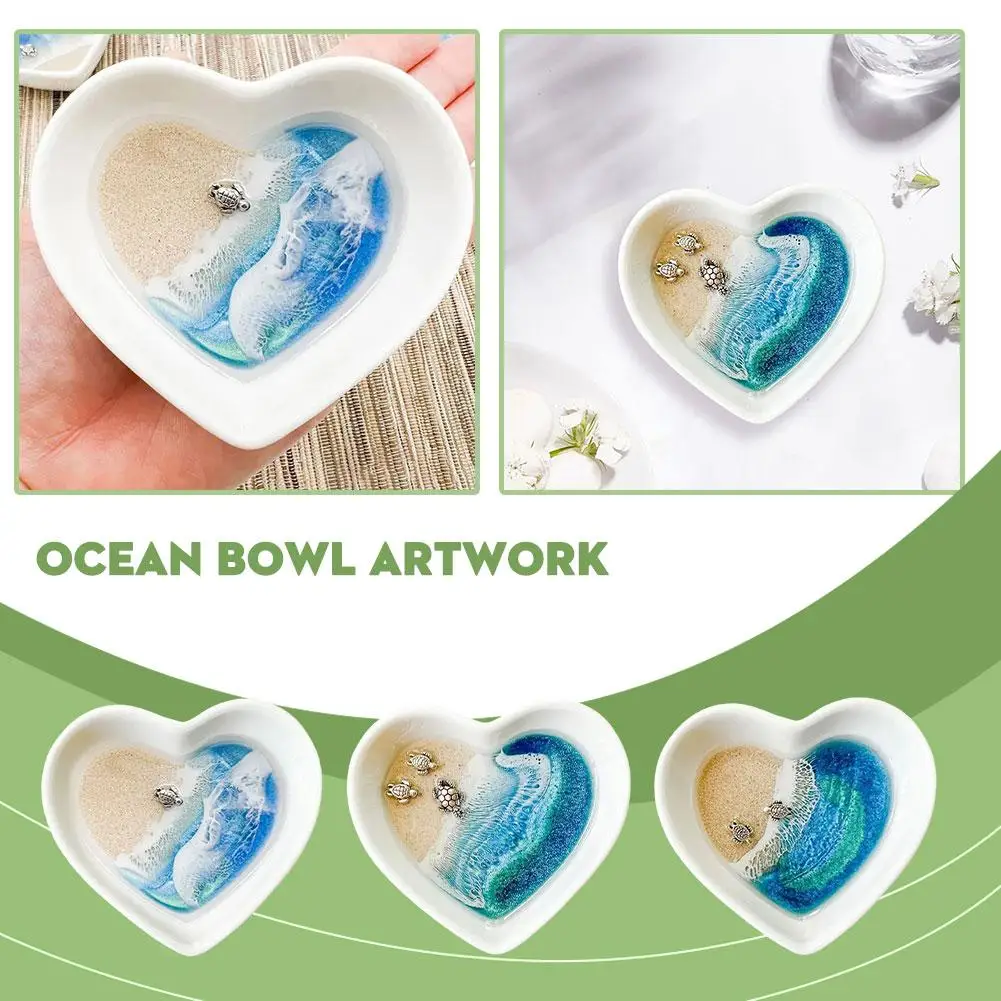 

Ocean Bowl Resin Artwork Ornaments Handmade Natural Cooking Bowl Bowl Practical Multifunctional Decorative Fruit O0Y8