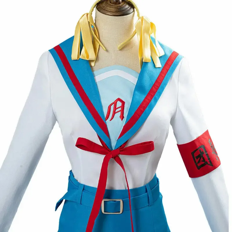 زي Suzumiya Haruhi Jk زي تنكري أنيمي نو Yuuutsu تنورة علوية للفتيات شعر مستعار للهالوين كرنفال الهالوين الزي كوس