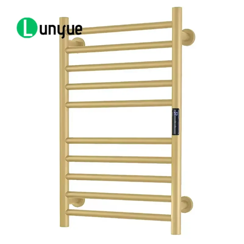 Modern Smart Thermostat Heating Towel Rack Black Gold Wall Mounted Bathroom Heater Functional Electric Warmer for Home Decor
