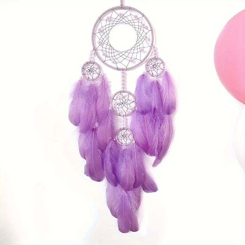 1pc, Handmade Feathers Dream Catcher Hanging Ornament ，Perfect Indoor Door Shop Decoration, Home Ornament, Bedroom Accessory,