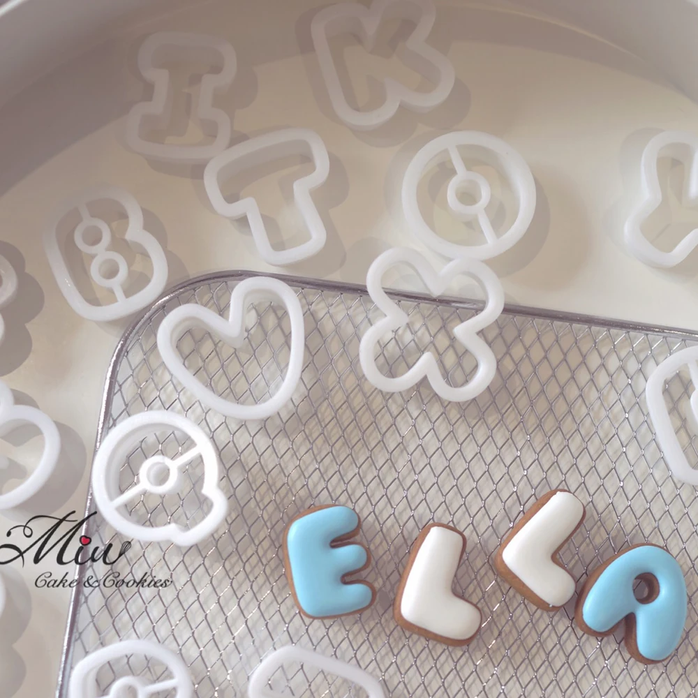 26 English Letters Biscuit Mold Set Cookie Cutter PLA Plastic 3D Home DIY Sugar Craft Fondant Birthday Cake Decoration Tools