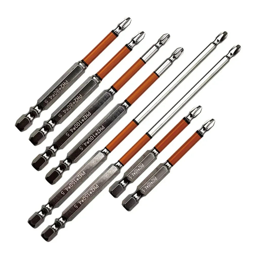 2pcs HRC62 Degree Magnetic Cross Screwdriver Bits PH2 Multipurpose Impact Drill Bits 1/4\'\' Hex Shank Screw Driver Bit Hand Tools