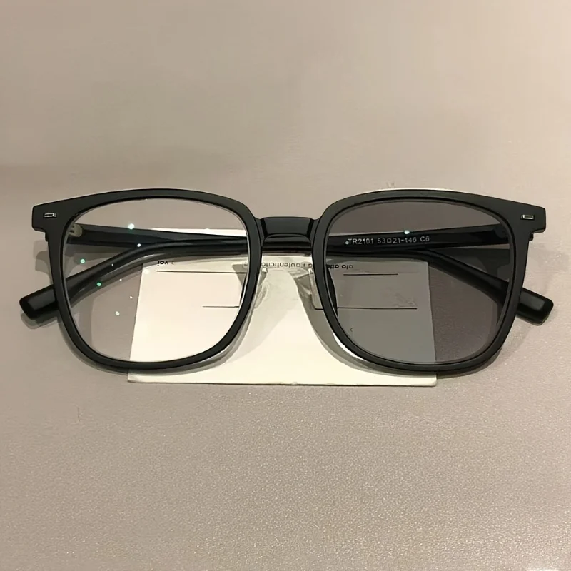 Black Frame Photochromic Light-Sensitive Anti-Blue Light Glasses for Men And Women Lightweight Natural Look Photochromic