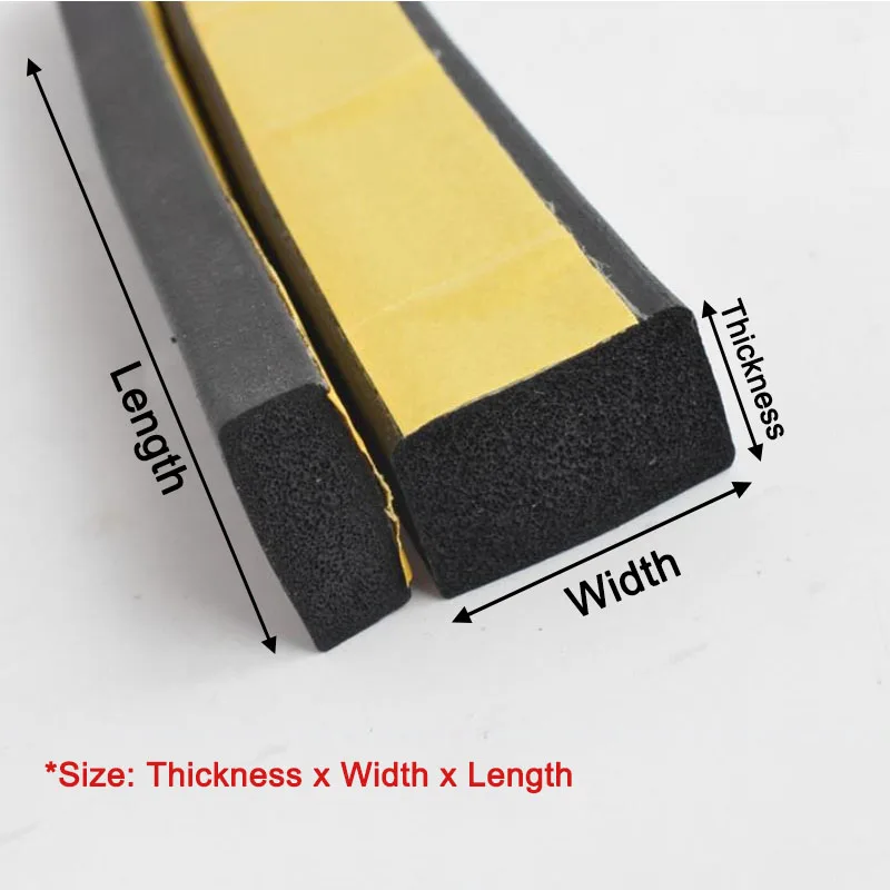 EPDM Sponge Seal Strips Self Adhesive Black Rubber Foam Strong Single-sided Adhesive Tapes Soundproof Anti-collision Seal Gasket