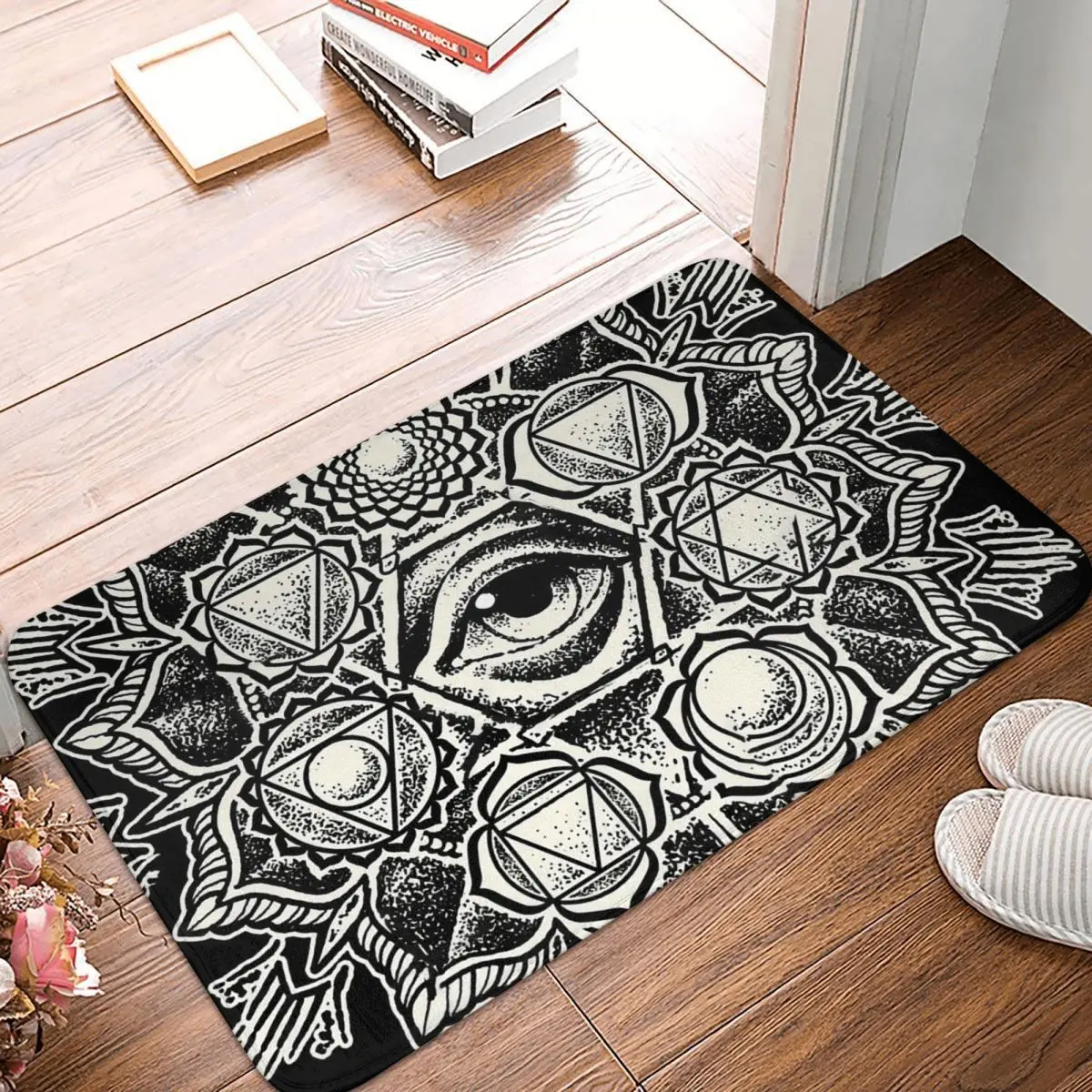 Anahata Seven Chakra Flower Bathroom Mat Free Painting Art Doormat Living Room Carpet Outdoor Rug Home Decoration