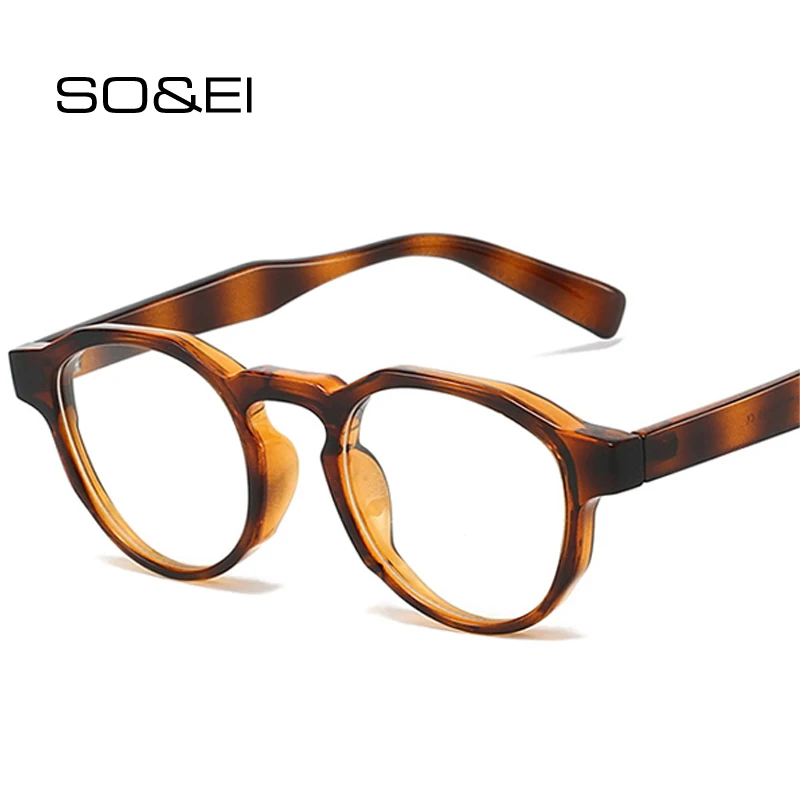 إطار نظارات دائرية عتيقة من SO&EI للنساء، إطار بصري شفاف مضاد للبلو راي للرجال