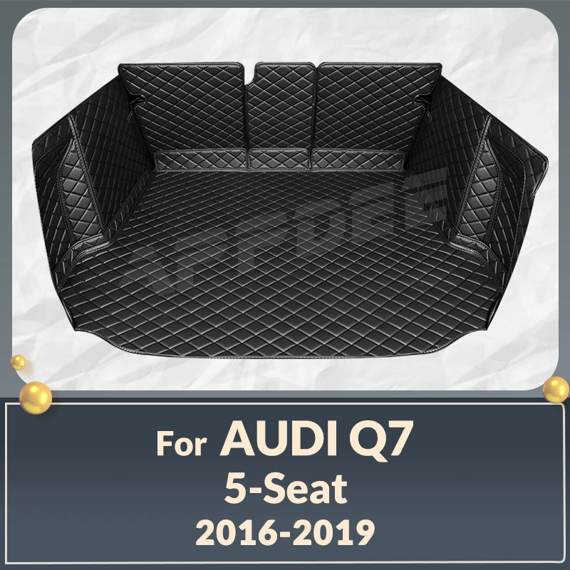 Auto Full Coverage Trunk Mat For Audi Q7 5-seat 2016-2019 18 17 Car Boot Cover Pad Cargo Liner Interior Protector Accessories